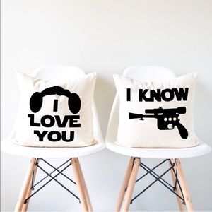 SALE NWT Star Wars Han Solo Leia Pillow Cover Set
